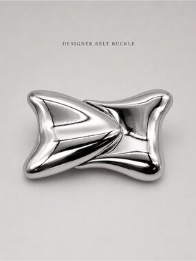 Designer Style Chrome Tone Interchangeable Belt Buckle Statement Buckle